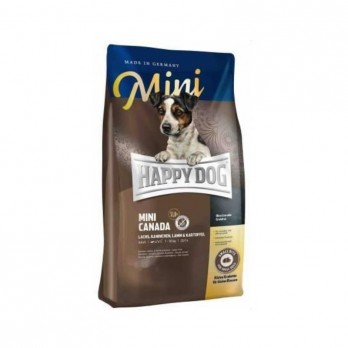 Happy Dog Mini Canada visavertis pašaras suaugusiems mažų veislių šunims su lašiša, triušiena ir ėriena, 4 kg