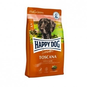 Happy Dog Toscana visavertis pašaras suaugusiems mažo fizinio aktyvumo šunims su antiena ir lašiša, 4 kg