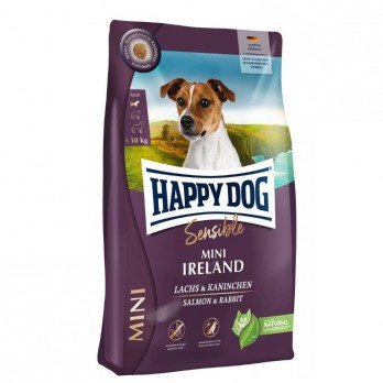 Happy Dog Mini Ireland visavertis pašaras mažų veislių suaugusiems šunims su triušiena ir lašiša, 10 kg