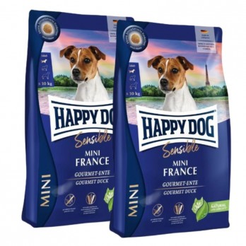 Happy Dog Mini France visavertis pašaras mažų veislių suaugusiems šunims su antiena ir bulvėmis, 2x4 kg