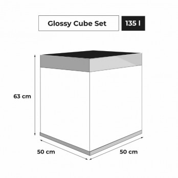 Glossy 50 akvariumas CUBE stačiakampis, pilkas, 50x50x63 cm