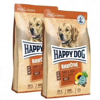 Happy Dog NaturCroq Rind&Reis visavertis pašaras suaugusiems šunims su jautiena ir ryžiais, 2x15 kg