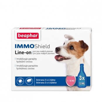 Beaphar Immo Shield antiparazitiniai lašai mažų veislių šunims iki 15 kg, 3x1,5 ml