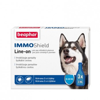Beaphar Immo Shield antiparazitiniai lašai vidutinių veislių šunims 15-30 kg, 3x3 ml