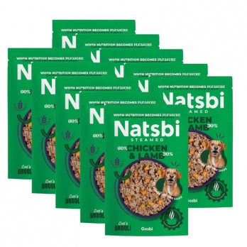 Natsbi Steamed Chicken Lamb visavertis pašaras šunims su vištiena ir ėriena 10x200 g